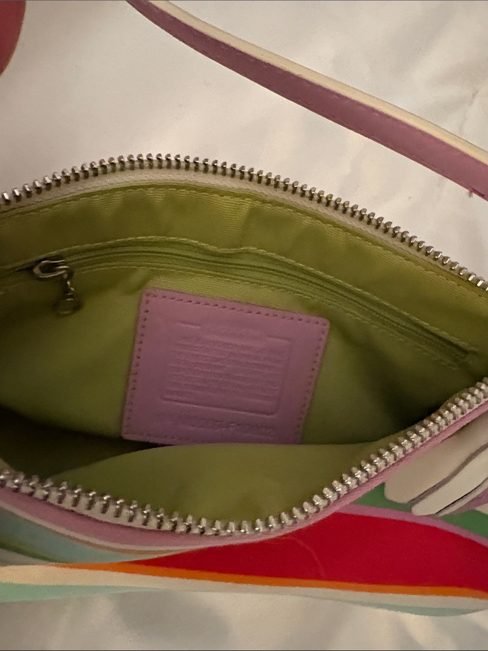 Coach Striped Shoulder Bag - Pink, Red, Mint, Cream - Picture 3 of 3